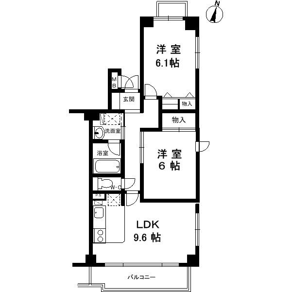 フォンタナディ御影(2DK/5階)の間取り写真