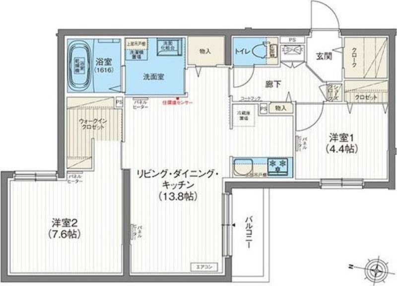 エフュート南円山(2LDK/1階)の間取り写真