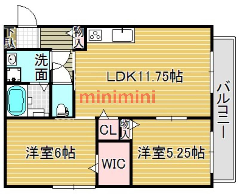 エルメゾン内本町(2LDK/1階)の間取り写真