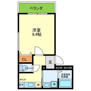 ONLYONE塚口I番館(1K/2階)の間取り写真
