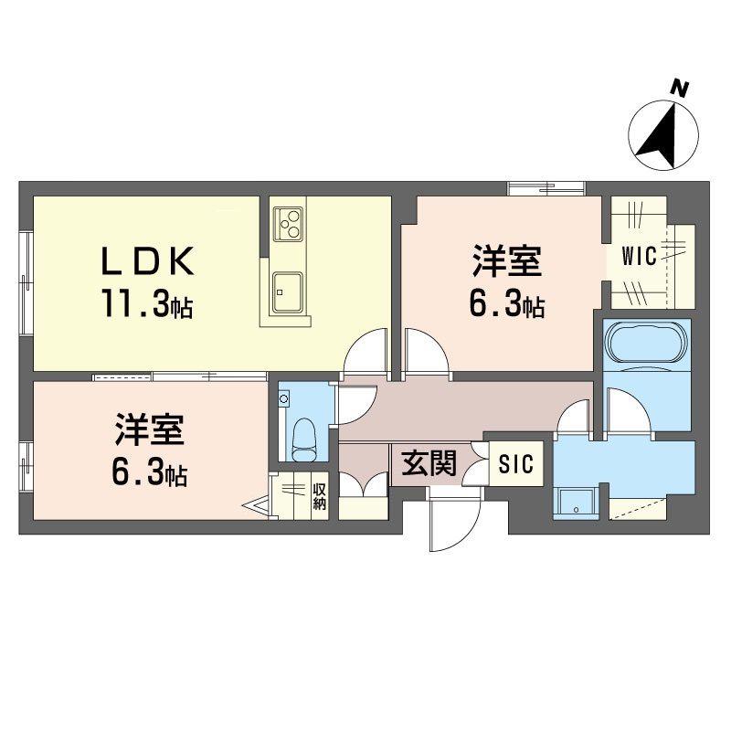 セントリビエ湘南台(2LDK/1階)の間取り写真