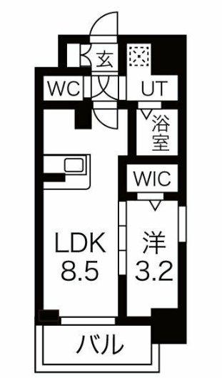 ファステート栄セントラル(1LDK/8階)の間取り写真
