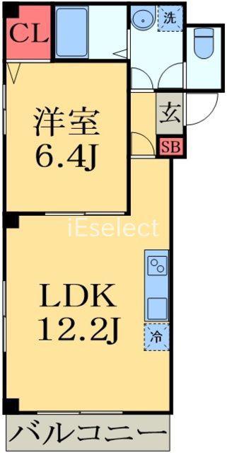 プレシア千葉中央(1DK/4階)の間取り写真