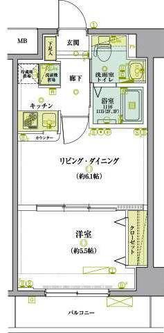 リヴシティ錦糸町弐番館(1LDK/4階)の間取り写真
