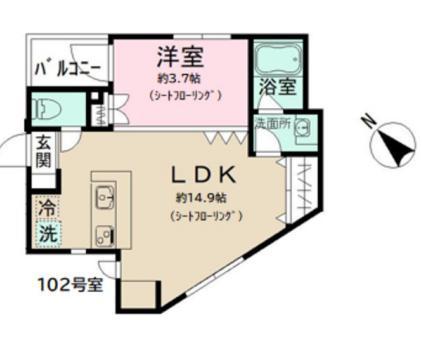 グランニール梅ヶ丘(1LDK/1階)の間取り写真