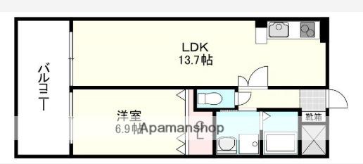 A-ONEビル(1LDK/6階)の間取り写真
