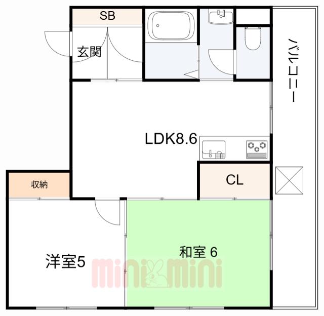 サンシャトー板宿(2DK/4階)の間取り写真