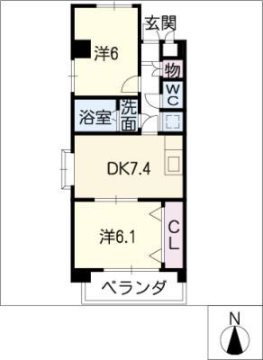 シュクル(2DK/3階)の間取り写真