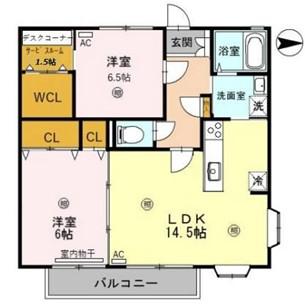 プレジオ中尾(2LDK/2階)の間取り写真