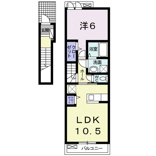 シャンデポワールI(1LDK/2階)の間取り写真