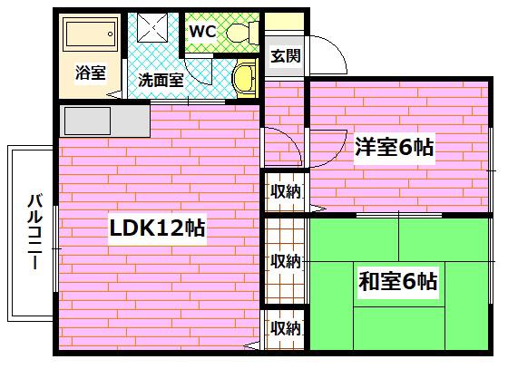 コートピア堀田(2LDK/2階)の間取り写真