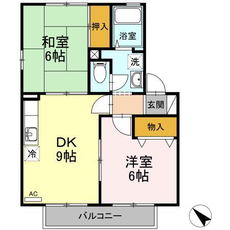 セジュールラフィネ(2DK/2階)の間取り写真