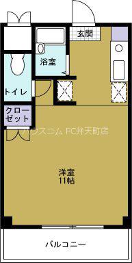 ハイアットコート夕凪(ワンルーム/2階)の間取り写真