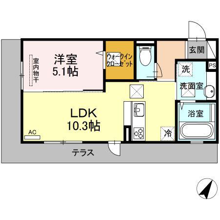 フローレンス(1LDK/1階)の間取り写真