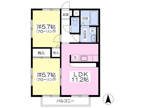 セトル桜木(2LDK/1階)の間取り写真