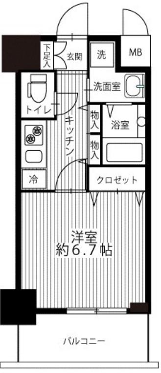 エスリード弁天町南(1K/6階)の間取り写真