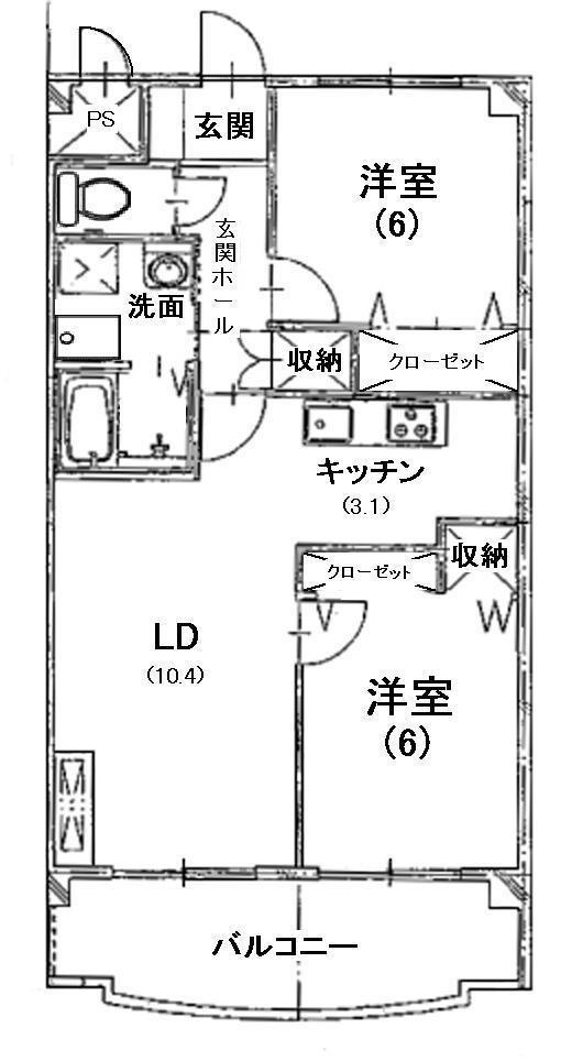 ウエスト・SIDE(2LDK/3階)の間取り写真