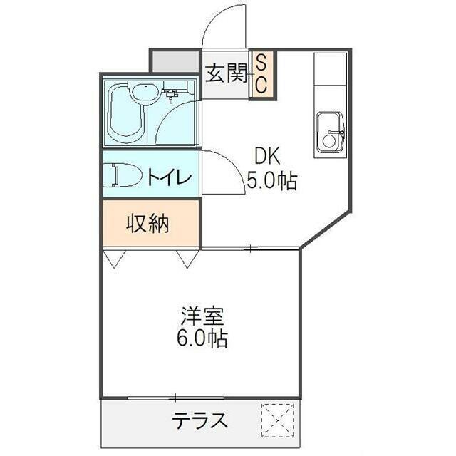 寺田マンション(1DK/1階)の間取り写真