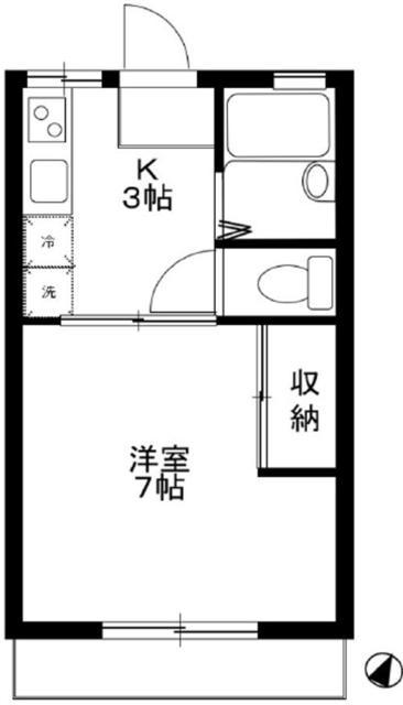 メゾン谷津(1K/1階)の間取り写真