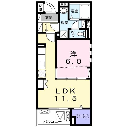 フェリーチェ大鷹(1LDK/5階)の間取り写真