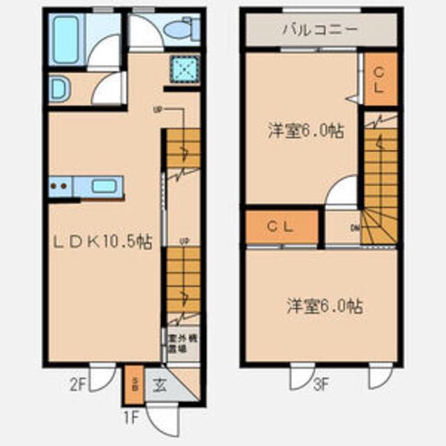 ラ・プラヤII番館(2LDK/2階)の間取り写真