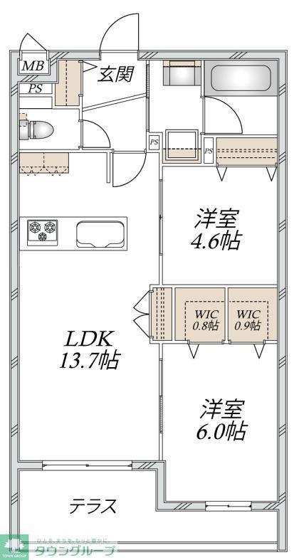 VESTA(2LDK/1階)の間取り写真