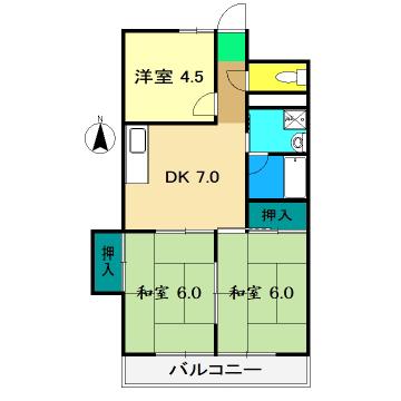 山本ハイツ(3DK/2階)の間取り写真