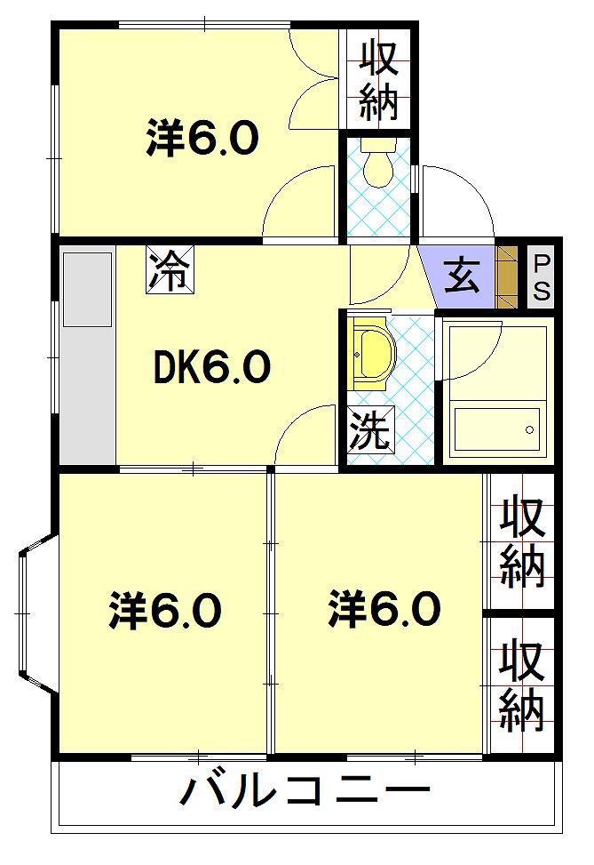 アーバン片淵(3DK/3階)の間取り写真