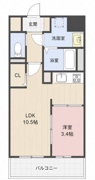 THE APARTMENT開(1LDK/3階)の間取り写真