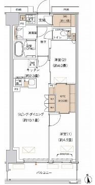 プライムネクサス大森北(2LDK/5階)の間取り写真