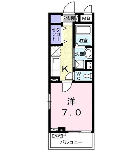サイド ライス フィールドII(1K/3階)の間取り写真