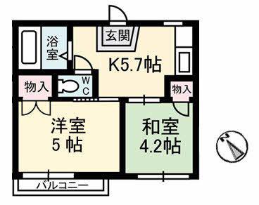 パンション安長(2K/2階)の間取り写真