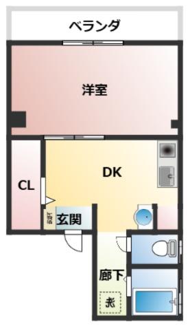 ロイヤル清水谷(1DK/3階)の間取り写真