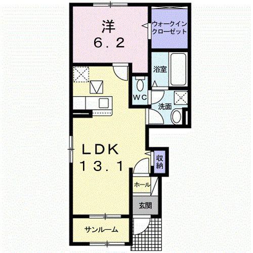 ロトンヌA(1LDK/1階)の間取り写真