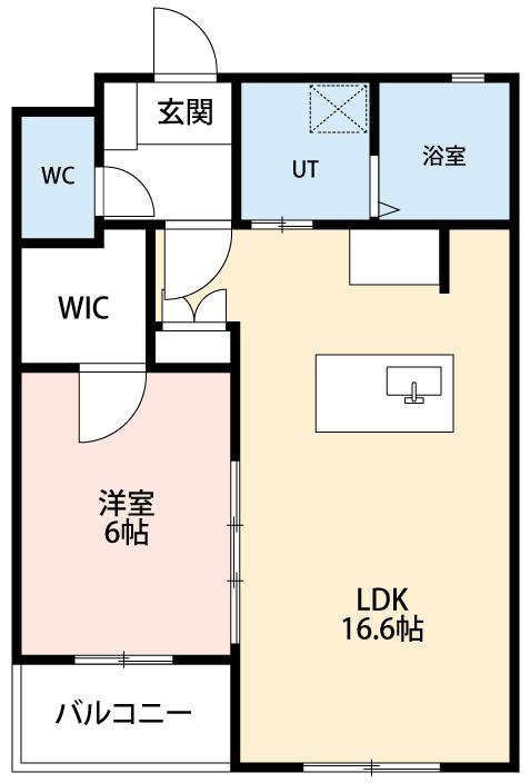 パークワン(1LDK/1階)の間取り写真