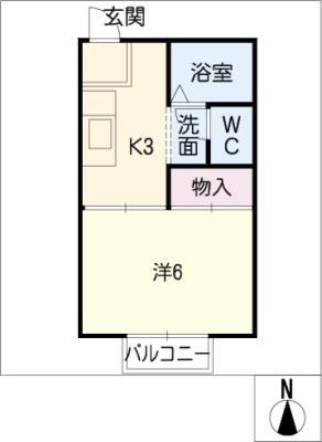 ロイヤル石榑(1K/1階)の間取り写真