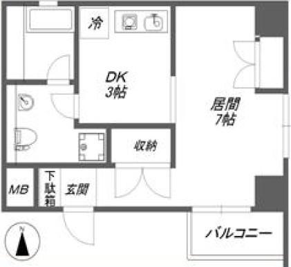 COZY-N(1DK/2階)の間取り写真