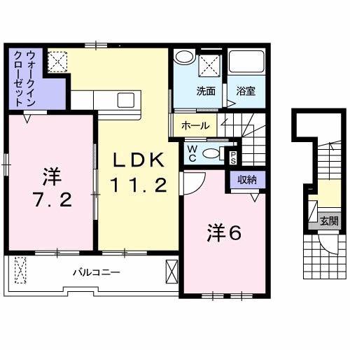 プリムローズII(2LDK/2階)の間取り写真