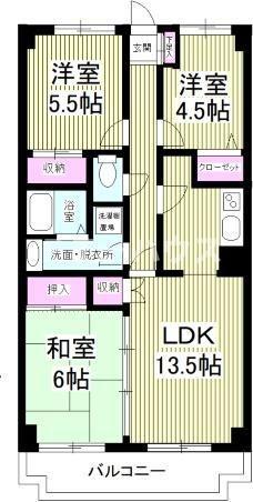アルブル・オリオン船橋(3LDK/2階)の間取り写真