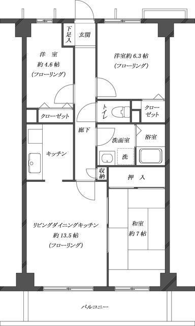 プレジール西新井(3LDK/3階)の間取り写真