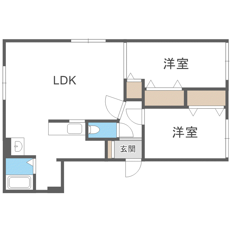 シティハイム発寒参番館(2LDK/2階)の間取り写真