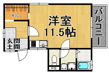 竹泉荘(ワンルーム/2階)の間取り写真