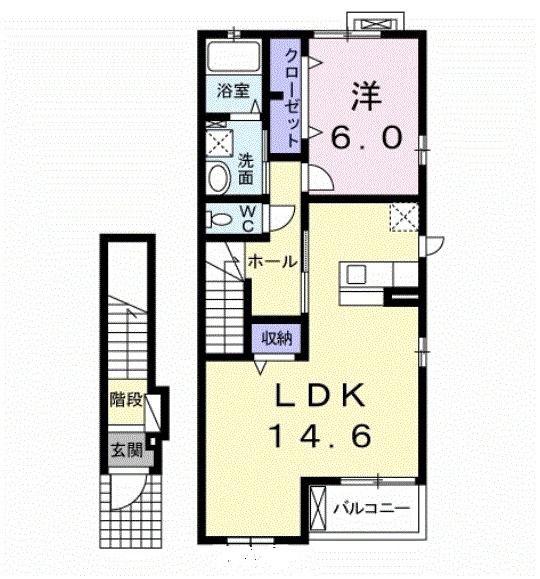 ハーモニー 島原(1LDK/2階)の間取り写真