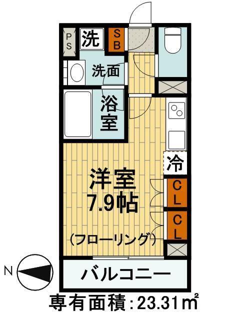 CITY CURRENT大手町(ワンルーム/8階)の間取り写真