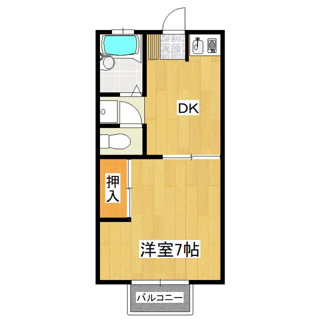 コーポすずき2号(1DK/2階)の間取り写真