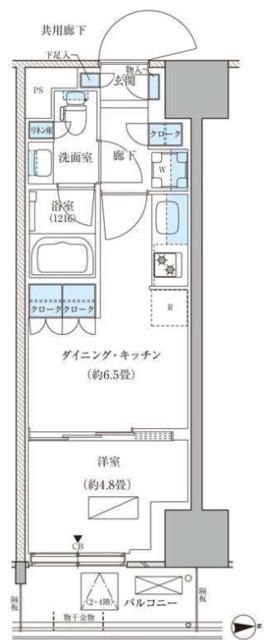 パークアクシス品川天王洲アイル(1DK/2階)の間取り写真