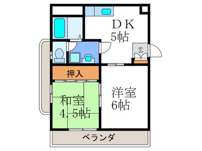 グランデ葛野(2DK/2階)の間取り写真