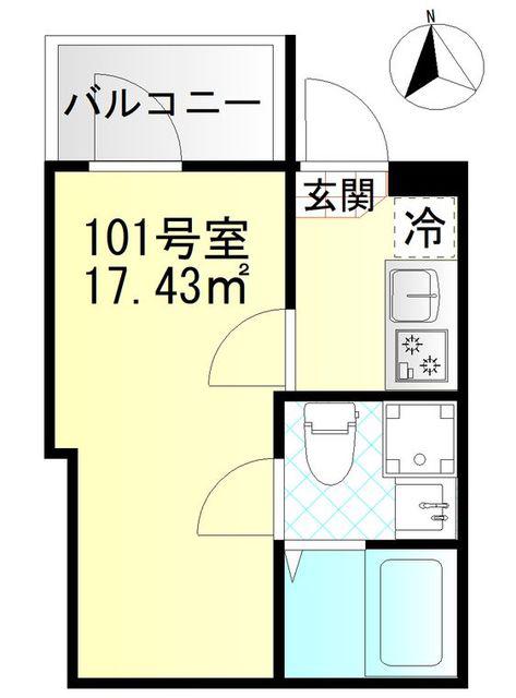 M-SQUARE(1K/1階)の間取り写真