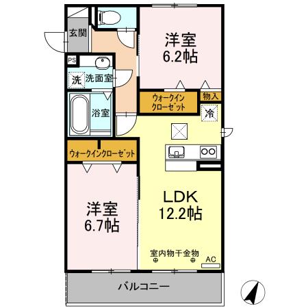 グリーン リーフII(2LDK/1階)の間取り写真