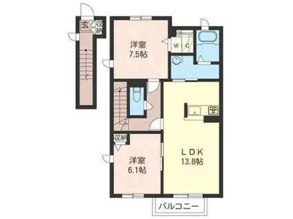 ガーデンフィールド A(2LDK/2階)の間取り写真
